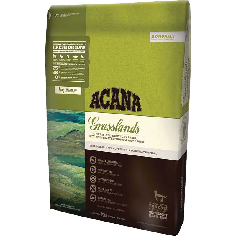 Acana Grasslands Cat Dry Food - 12lb Bag - Grain-Free Recipe