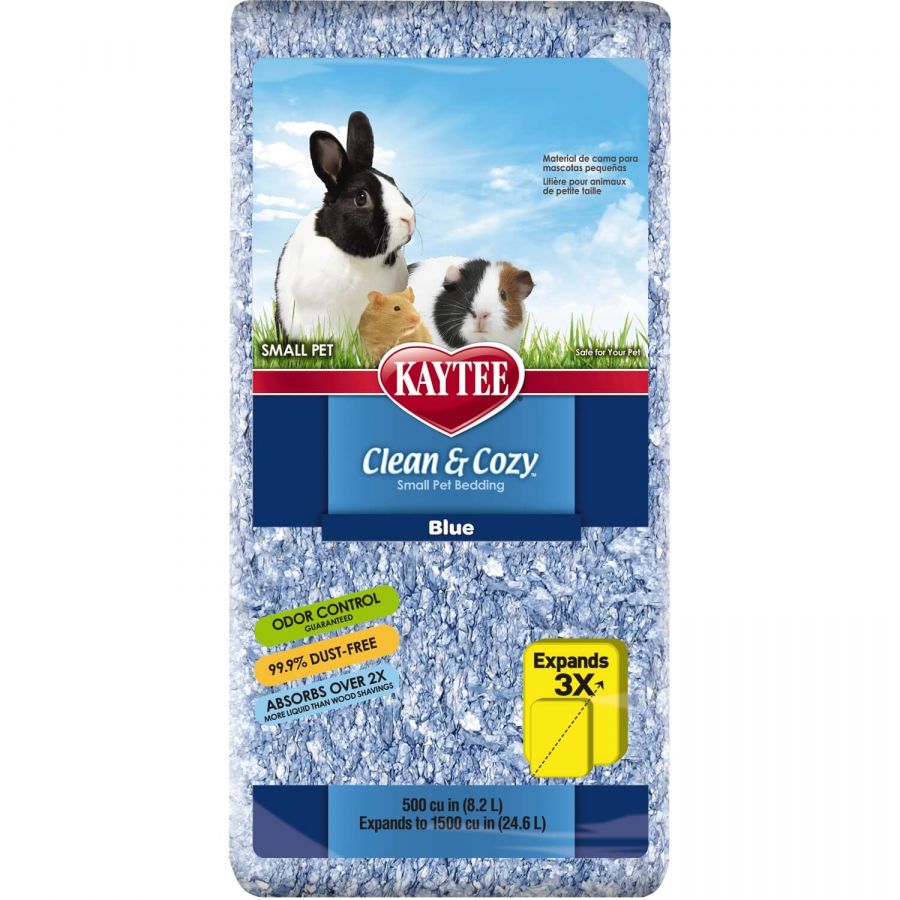 Kaytee Clean & Cozy Blue Small Pet Bedding - 500 cu in / 24.6L - Super Absorbent & Odor Control