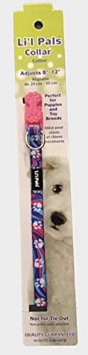 Coastal Pet Li'l Pals Adjustable Dog Collar, 5/16 in x 8-12 in, Light Blue Paw Print, Nylon