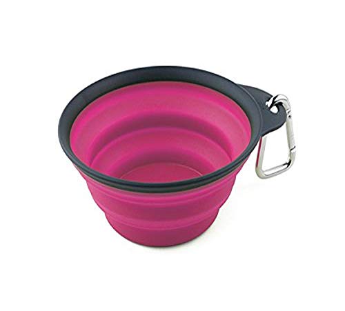 Dexas Popware Collapsible Travel Cup for Pets, Small, Gray/Pink