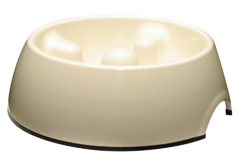 Dogit Go Slow Anti-Gulping Dog Bowl - White - Medium - 600ml