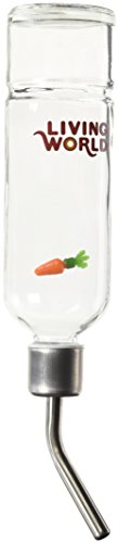 Living World Eco+ Glass Water Bottle - 12 oz/355ml - Small Animal, Drip-Resistant