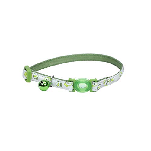 Safe Cat Glow in the Dark Breakaway Collar - Glowing Lime Skulls - Adjustable 8-12"