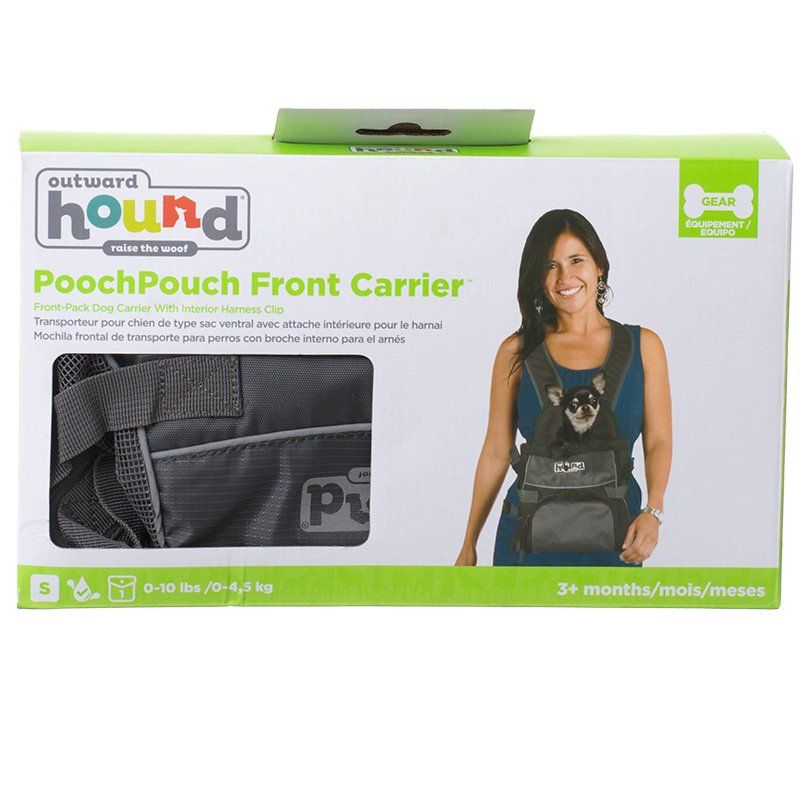 Outward Hound PoochPouch Front Carrier - Small Dog Carrier, Grey - Hands-Free Pet Travel Bag