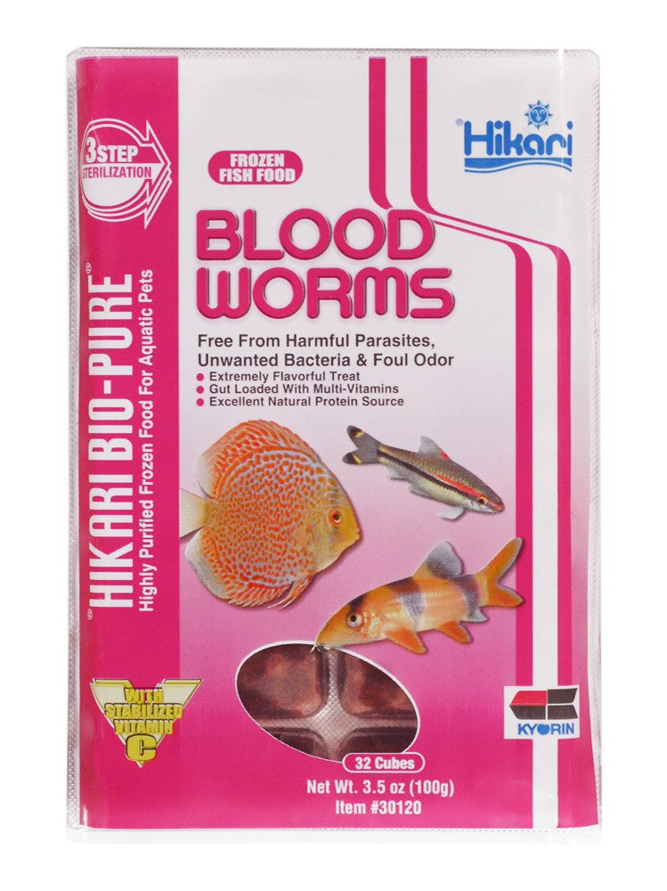 Hikari Bio-Pure Frozen Bloodworms - 3.5oz Cubes - Fish Food