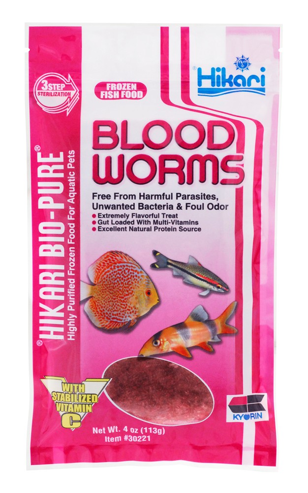 Hikari Bio-Pure Frozen Blood Worms - 4 oz Flat Pack - Fish Food