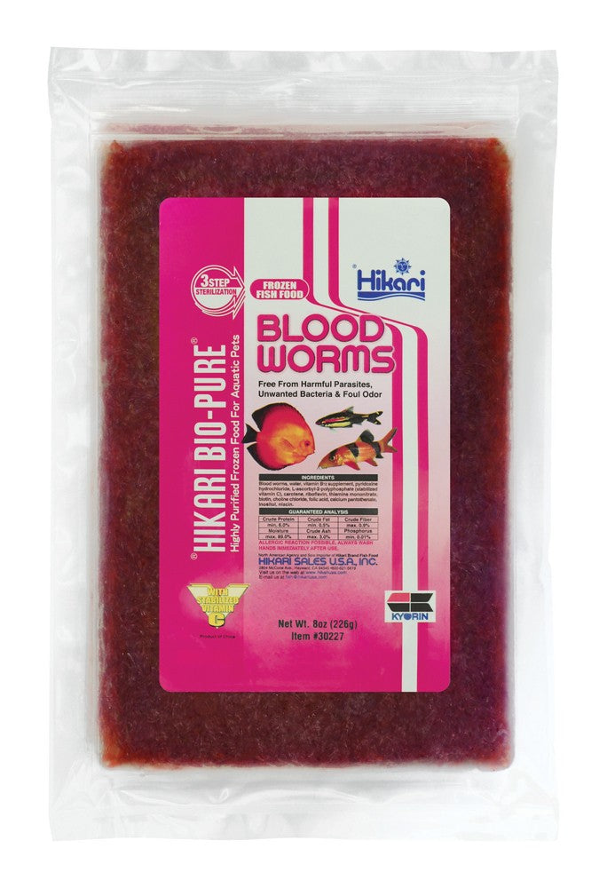 Hikari Bio-Pure Frozen Blood Worms - 8 oz Flat Pack - Fish Food