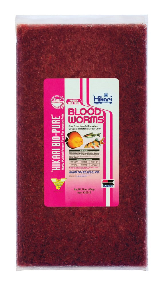 Hikari Bio-Pure Frozen Bloodworms - 16 oz Flat Pack - Fish Food