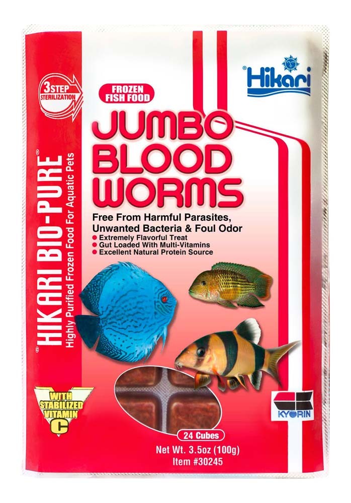 Hikari Bio-Pure Frozen Jumbo Blood Worms - 3.5 oz Cubes, Fish Food