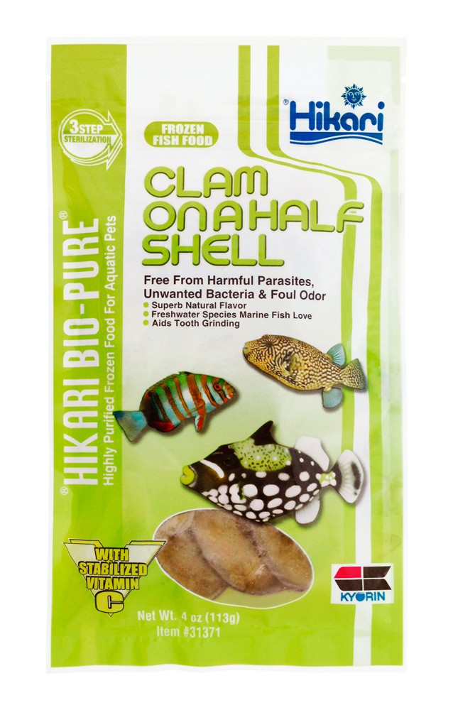 Hikari Bio-Pure Frozen Clam on a Half Shell - 4 oz Flat Pack - Aquarium Fish Food