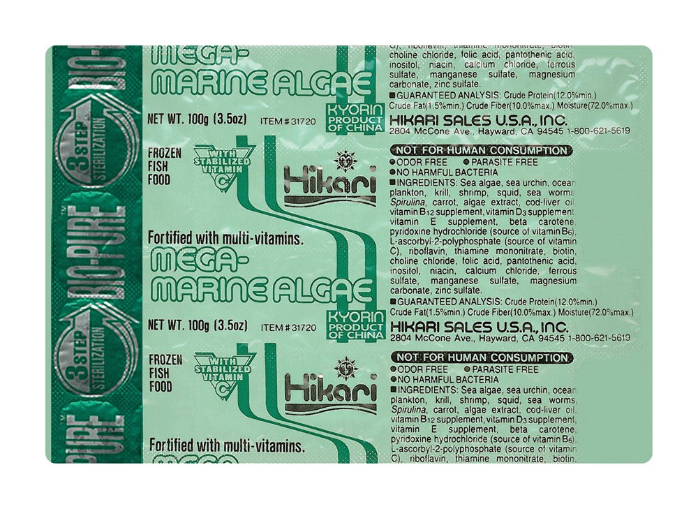 Hikari Bio-Pure Frozen Mega-Marine Algae Cubes - 3.5 oz - Saltwater Fish Food