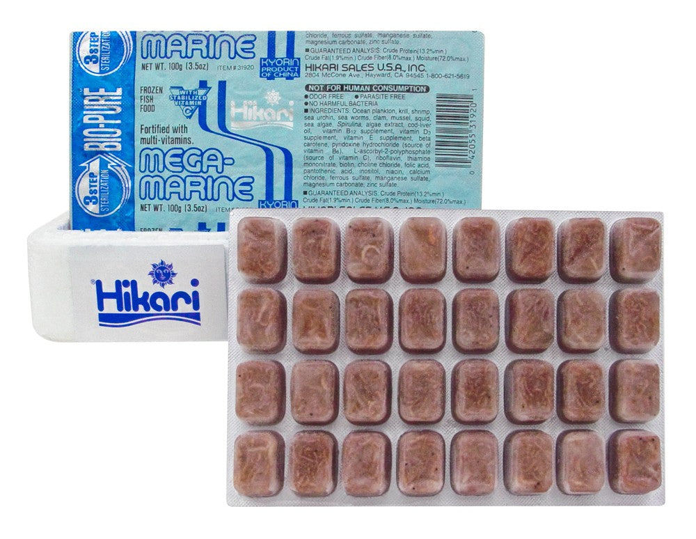 Hikari Mega-Marine Frozen Fish Food Cubes - 3.5 oz Marine Diet
