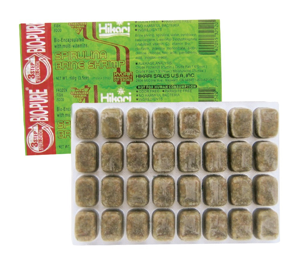Hikari Bio-Pure Frozen Spirulina Brine Shrimp Cubes - 3.5 oz Fish Food