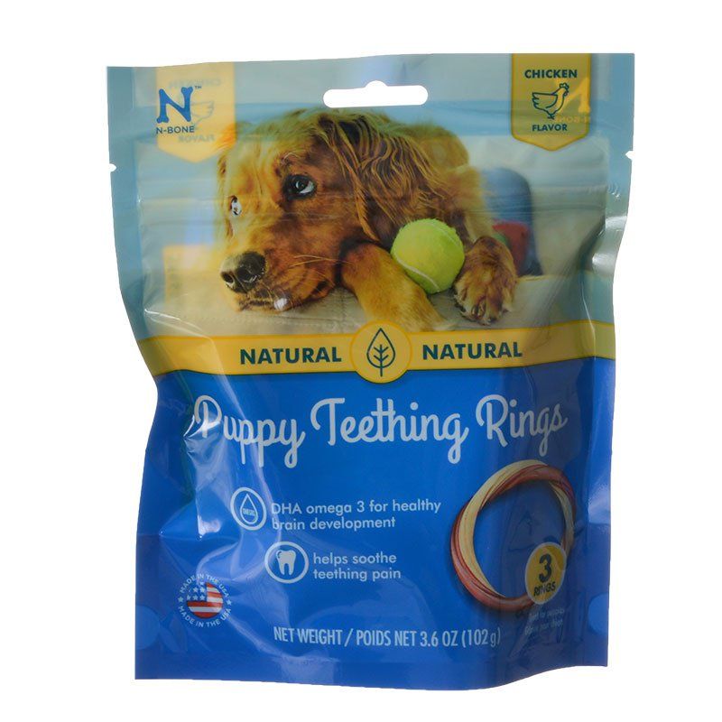 N-Bone Puppy Teething Rings - Chicken Flavor - 3 Pack - Soft Puppy Chew for Teething Relief