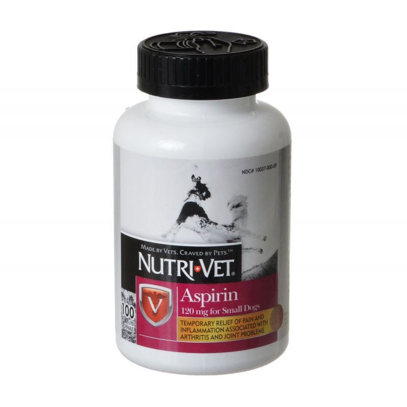 Nutri-Vet K-9 Aspirin for Small Dogs, 120mg, 100 Count - Liver Flavored Chewable Tablets for Pain Relief & Inflammation