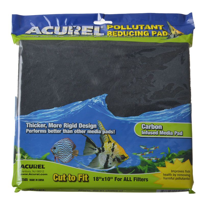 Acurel Carbon Infused Media Pad - 10" x 18" - Pollutant Reducing Aquarium Filter Pad