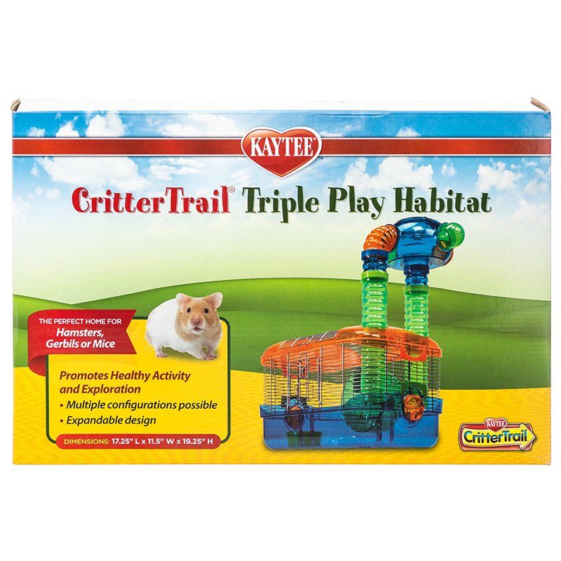 Kaytee Crittertrail Triple Play Habitat - Small Pet Cage for Hamsters, Gerbils, and Mice