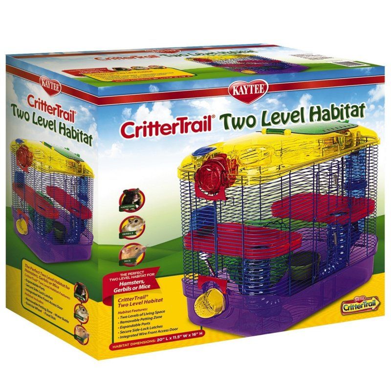 Kaytee CritterTrail Two Level Habitat - Small Animal Cage for Hamsters, Gerbils, Mice