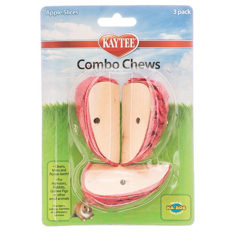 Kaytee Combo Chews Apple Slices Small Animal Toy - 3 Pack - Wood & Loofah Chew Toy