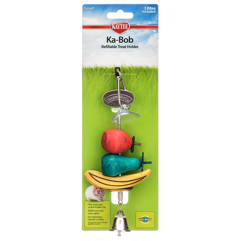 Kaytee Ka-Bob Small Animal Treat Holder - Refillable Chew Toy with Suction Cup - 7.5"