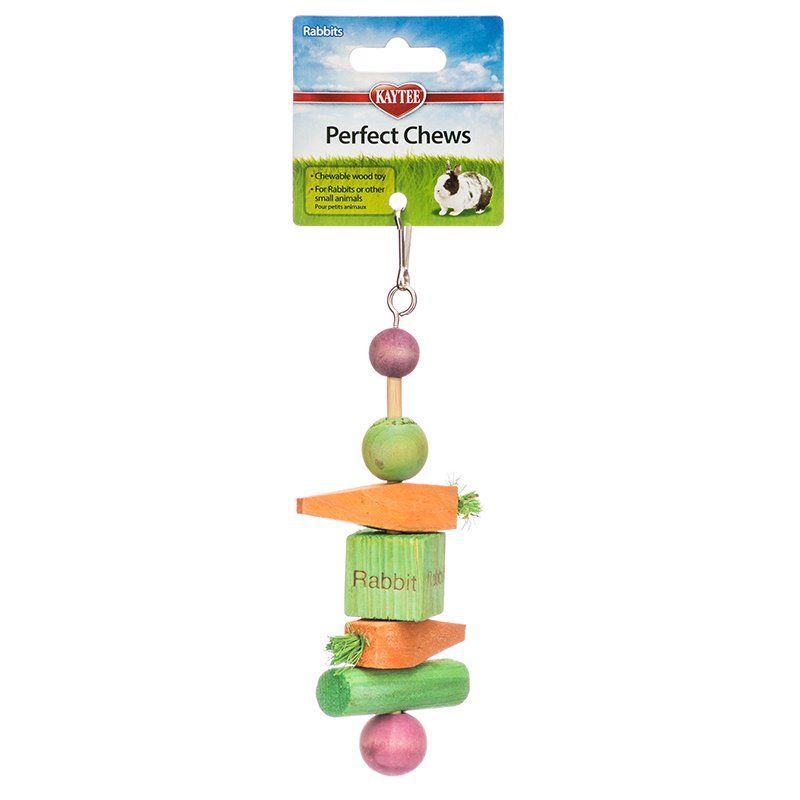 Kaytee Perfect Chews Rabbit Toy - Wood & Loofah Kabob for Small Animals, Cage Attachment, Teeth Trimming Chew Toy