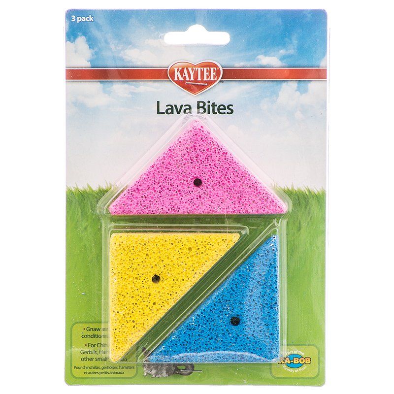Kaytee Lava Bites Small Animal Chew Treats - Teething Stone for Hamsters, Guinea Pigs, Rabbits (3-Pack)