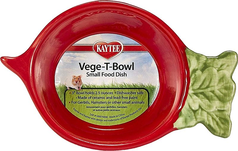 Kaytee Vege-T-Bowl Radish - Small Animal Food Bowl - 3" Diameter - Ceramic Dish