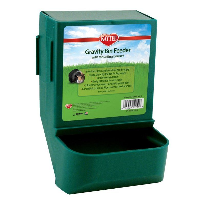 Kaytee Gravity Bin Feeder with Bracket - Small Animal Food Dispenser
