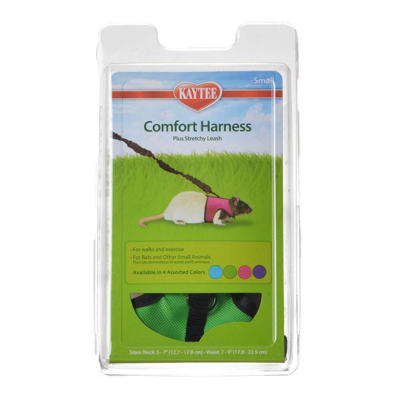 Kaytee Comfort Harness & Stretchy Leash - Small Animal Harness with Stroller Leash (Assorted Colors, Small)