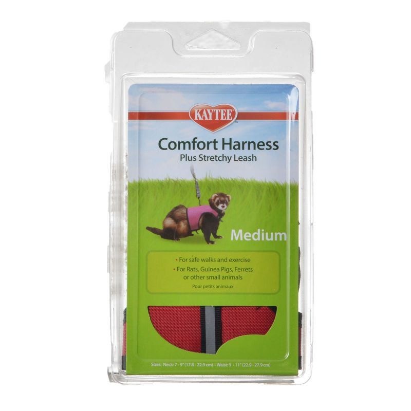 Kaytee Comfort Harness & Stretchy Leash - Medium Size - For Small Animals (Assorted Colors)