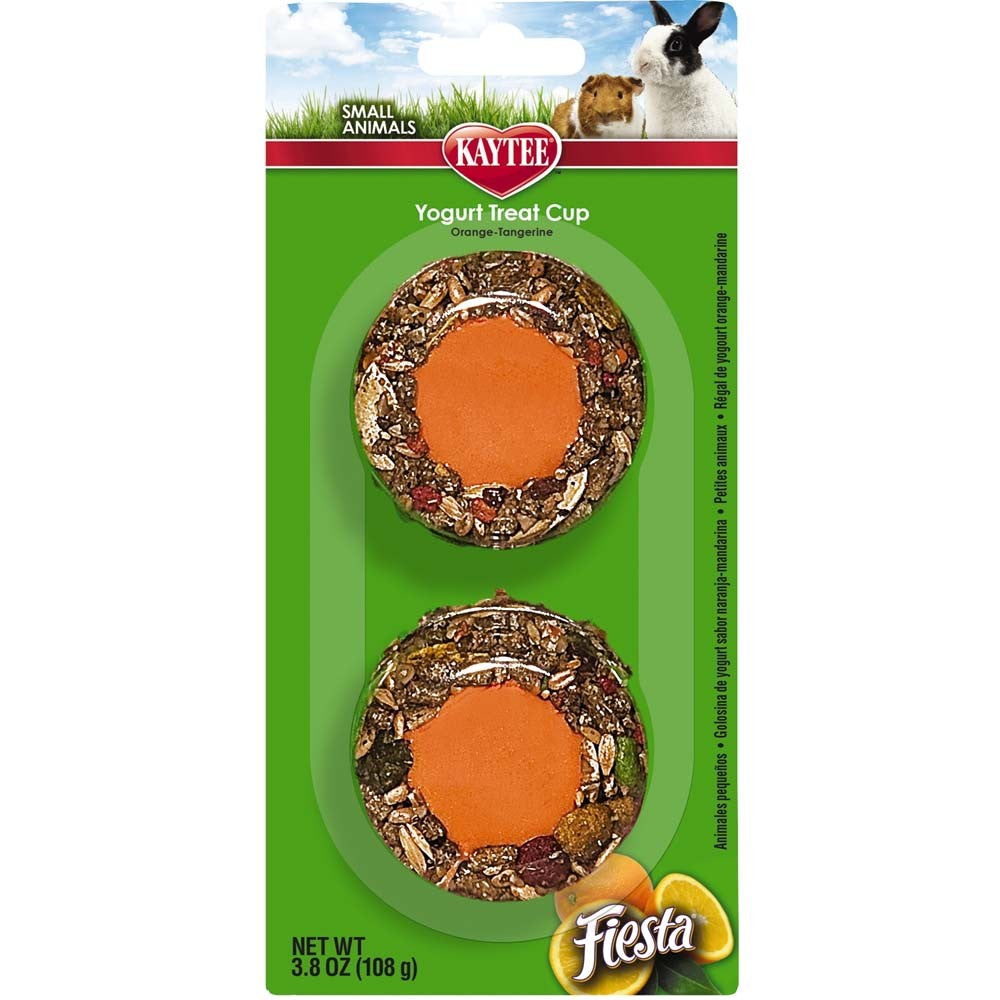 Kaytee Fiesta Yogurt Cup Small Animal Treat, Tangerine Orange, 3.8 oz