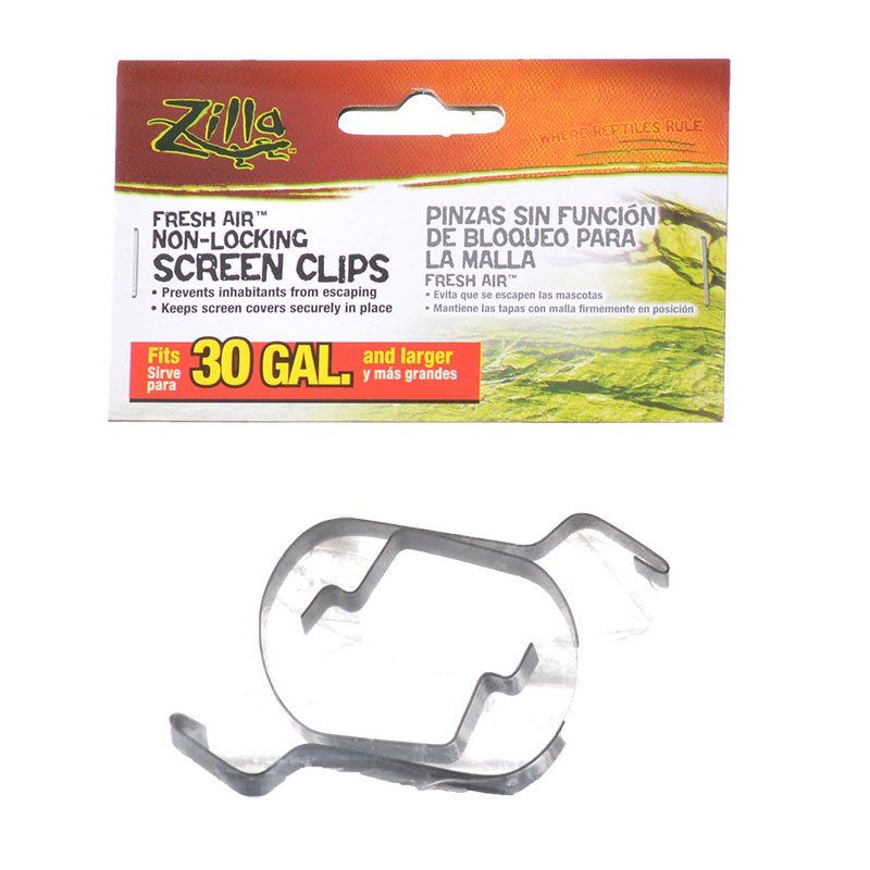 Zilla Metal Screen Cover Clips - 30 Gallon & Up Terrariums - 2 Pack, Non-Locking