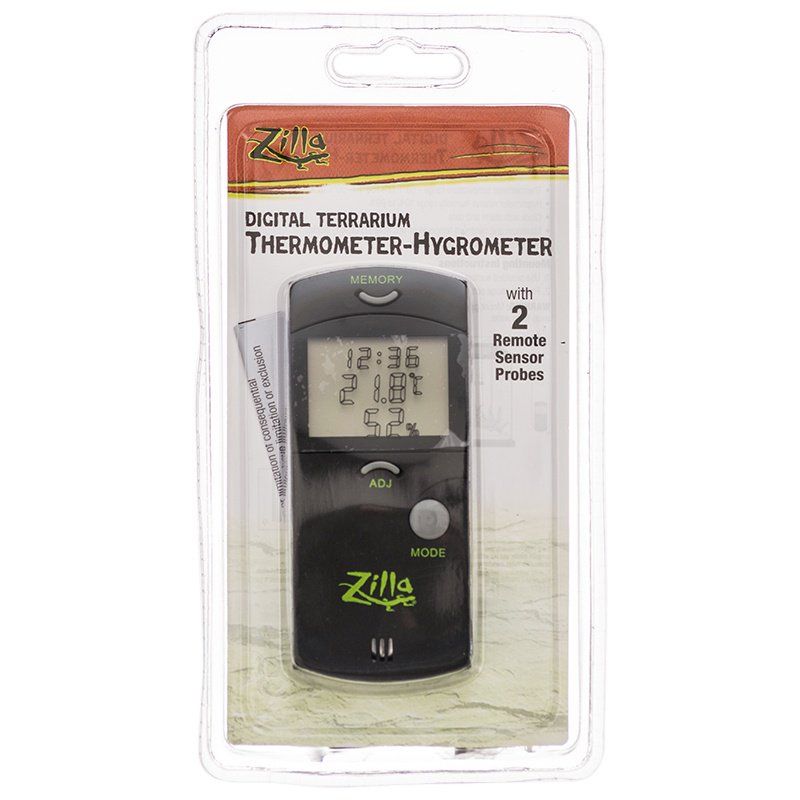 Zilla Terrarium Thermometer Hygrometer - Digital Reptile Habitat Temperature & Humidity Monitor