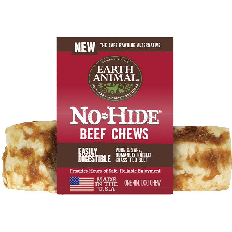 Earth Animal No-Hide Beef Small Dog Chew - Natural Rawhide Alternative, 1.2oz, 4 inch