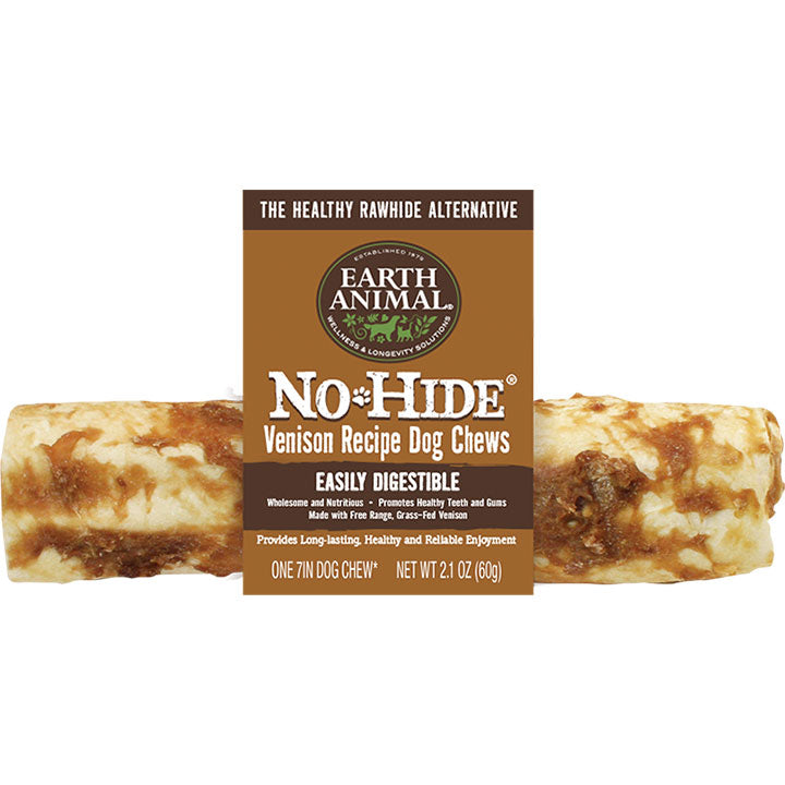 Earth Animal No-Hide Venison Chew - 7 inch Dog Treat, Rawhide Alternative