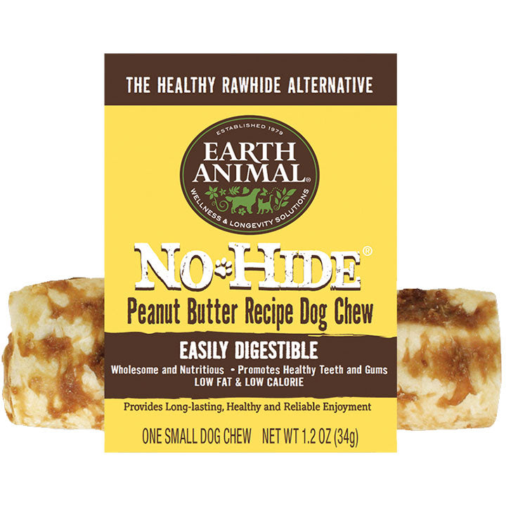 Earth Animal No-Hide Peanut Butter Dog Chew - 4 inch, Small, Rawhide Alternative