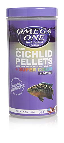 Omega One Medium Cichlid Pellets Floating, 6.5 oz - Super Color Fish Food