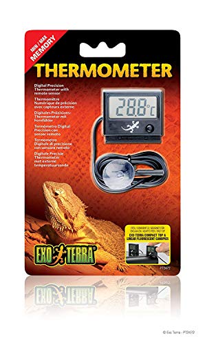 Exo Terra Digital Thermometer with Probe - Accurate Reptile Terrarium Temperature Monitor