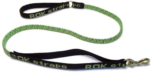 ROK Straps Large Dog Leash, Green and Black, Anti-Pull, Solid Rubber, 54 Inch