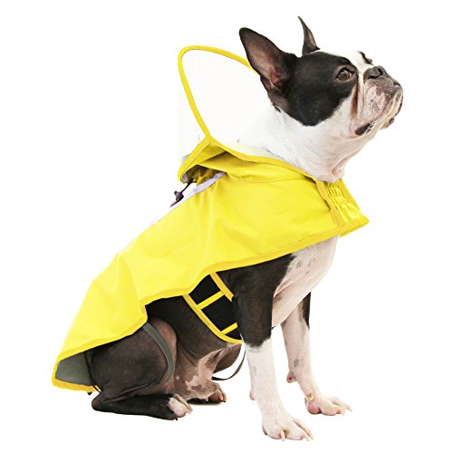 Gooby Adjustable Cap Dog Raincoat - Yellow - XS