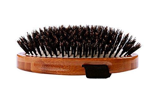 Bass Brushes A2 Dark Bamboo Boar Bristle Palm Pet Brush - Shine & Condition - Bamboo Handle