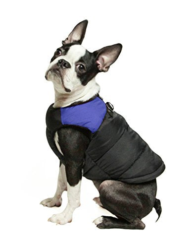 Gooby Padded Vest Dog Jacket - Blue, Medium - Warm Fleece Vest with Dual D Ring Leash, Water Resistant