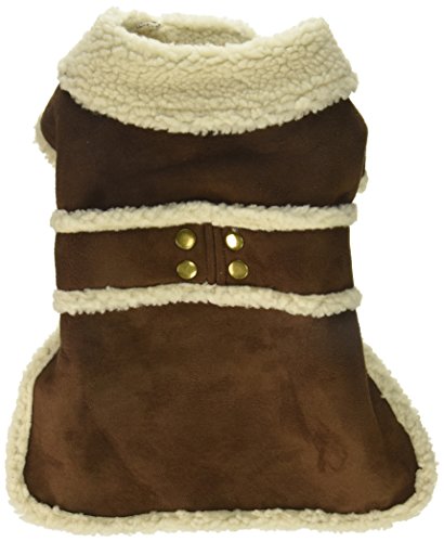 Fashion Pet Shearling Dog Coat - Brown - Medium - 14-19"