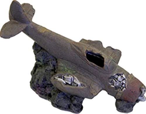 Blue Ribbon Exotic Environments Sunken WWII Plane with Cave Aquarium Ornament