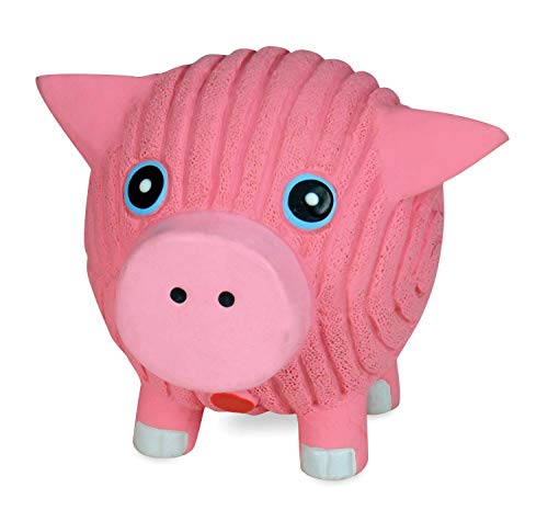 HuggleHounds Ruff-Tex Hamlet Pig Ball Dog Toy - Large, Squeaky, Latex