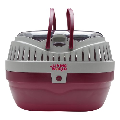 Living World Pet Carrier - Large - Small Animal Carrier - Red/Grey