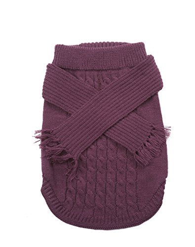 Fashion Pet Outdoor Dog Scarf Sweater, Large, Plum