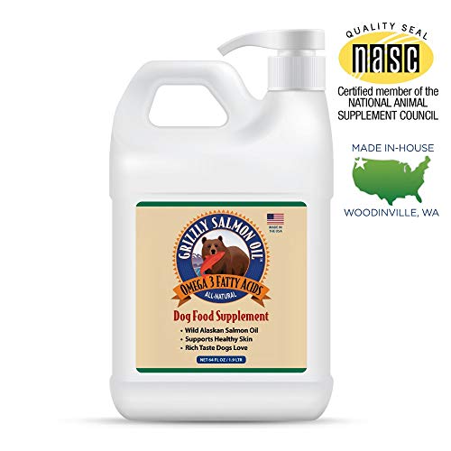 Grizzly Wild Alaskan Salmon Oil Dog & Cat Food Supplement Omega 3 - 64 oz