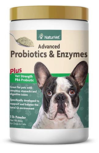 NaturVet Advanced Probiotics & Enzymes Powder for Dogs & Cats - 1 lb - Supports Digestive Health