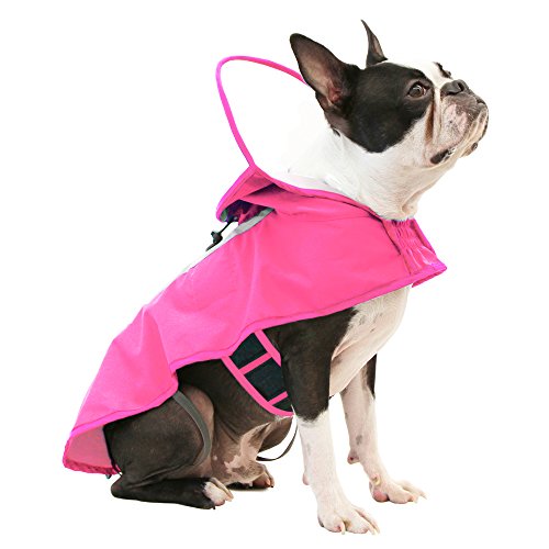 Adjustable Cap Dog Raincoat Pink, Size L